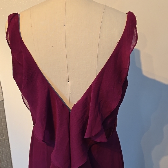 David's Bridal Red V-Neck Sleeveless Gown for Weddings - Picture 4 of 5